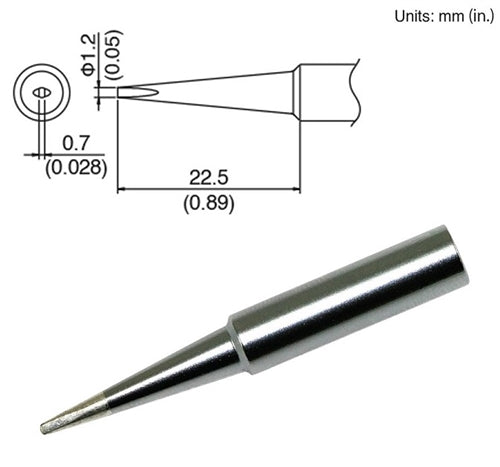 Hakko T18-DL12 Chisel Tip, 1.2mm Long Chisel, for the FX-888D Station, FX-600, FX-8801, 907/900M/913 Irons
