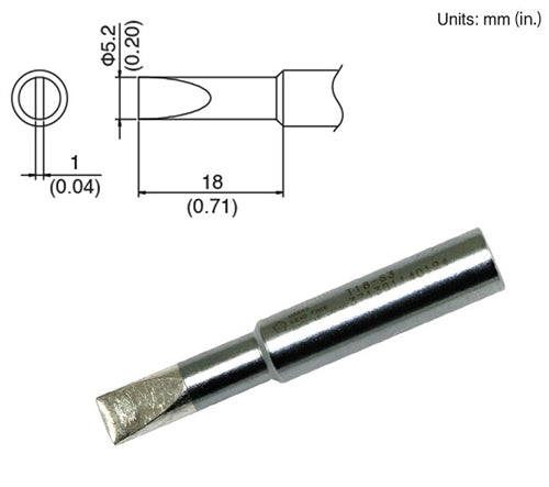 Hakko T18-S3 Chisel Tip, 5.2mm Chisel, for the FX-888D Station, FX-600, FX-8801, 907/900M/913 Irons
