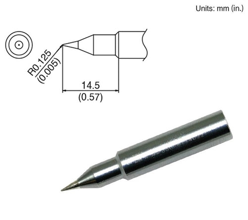 Hakko T18-S4 Conical Sharp Tip, 0.125mm Radius Sharp Conical, for the FX-888D Station, FX-600, FX-8801, 907/900M/913
