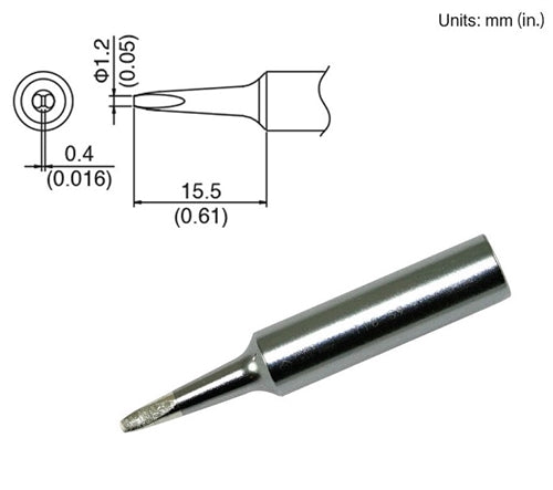 Hakko T18-S9 Chisel Tip, 1.2mm Chisel, for the FX-888D Station, FX-600, FX-8801, 907/900M/913 Irons