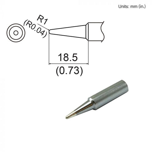 Hakko T19-B2 Conical Tip, 1mm Radius Conical, Shape 2B, for Use with the FX-601 and FX-8805