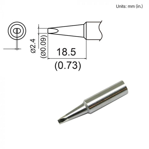 Hakko T19-D24 Chisel Tip, 2.4mm Chisel, Shape 2.4D, for Use with the FX-601 and FX-8805