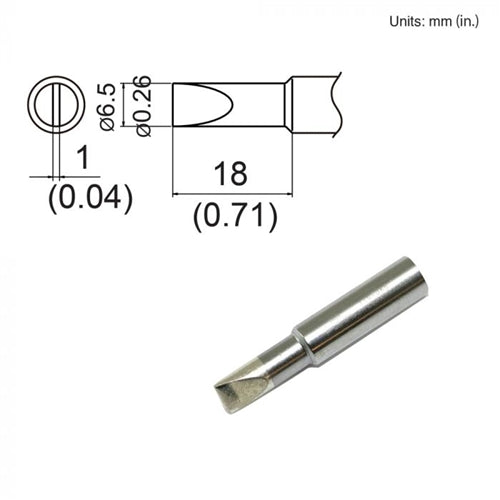 Hakko T19-D65 Chisel Tip, 6.5mm Chisel, Shape 6.5D, for Use with the FX-601 and FX-8805