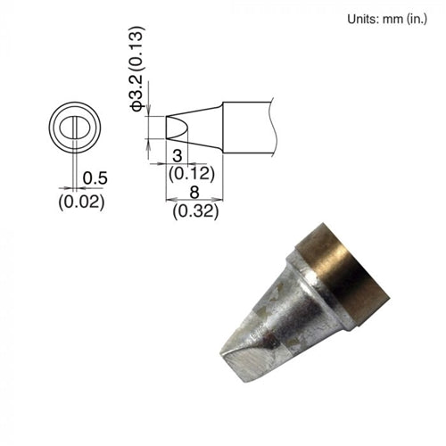 Hakko T22-D32 Chisel Tip, 3.2 x 8mm, for the FM-2030 and FM-2031 Soldering Iron Handpiece