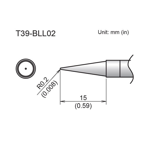 Hakko T39-BLL02 Conical Tip R0.2 x 15mm for the FX-971 Soldering Station