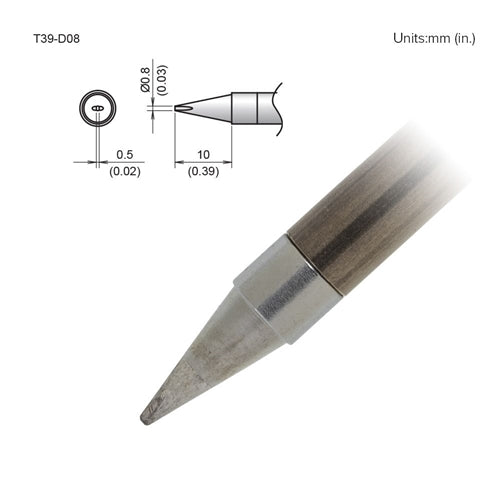 Hakko T39-D08 Chisel Tip 0.8 x 10mm, for the FX-971 Soldering Station