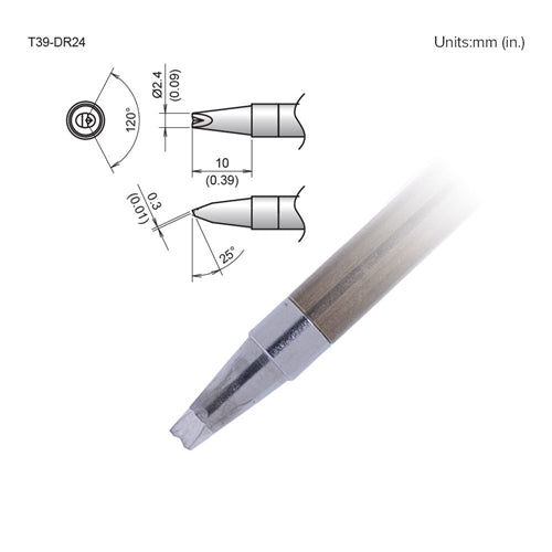 Hakko T39-DR24 Chisel V-Groove Tip 2.4 x 10mm, for the FX-971 Soldering Station