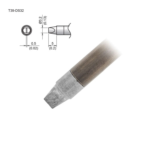 Hakko T39-DS32 Chisel Tip 3.2 x 5mm, for the FX-971 Soldering Station