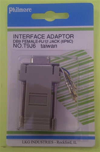 Philmore T9J6 Interface Adapter RJ12 6 Conductor to 9 Pin Female D-Sub