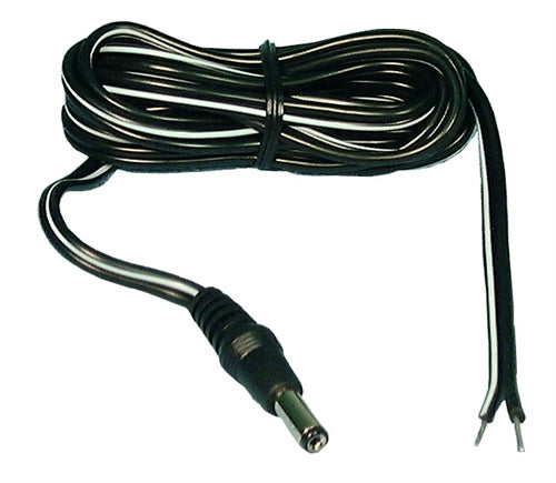 Philmore TC218 DC Coaxial Power Cable 2.1mm x 5.5mm Straight Plug, 18AWG Stripped & Tinned End, 6' Cord