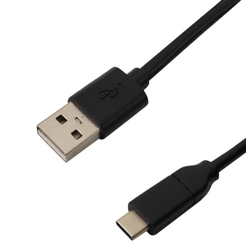 Phantom Cables USBAC2M USB 2.0 Type-C Male to Type-A Male Cable 480 MBps 3A, Black, 2 Meters