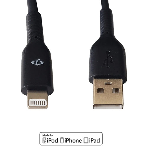 Phantom Cables USBALIGHT3FT Apple iPhone 8-Pin Lightning Cable, USB Type-A Male to Apple Lightning Plug, Black, 3ft