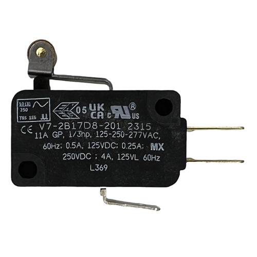 Honeywell V7-2B17D8-201 Miniature Basic Switch SPDT, Roller Lever, 11A/125VAC 0.5A/125VDC, .187" QC, Micro Switch
