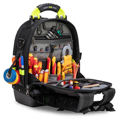 VETO PRO PAC TECH PAC SPECIAL OPS, BLACK AND HI-VIZ YELLOW, INCLUDES TOOL & METER PANELS (H:19.5" W:13" D:10") VPP10857