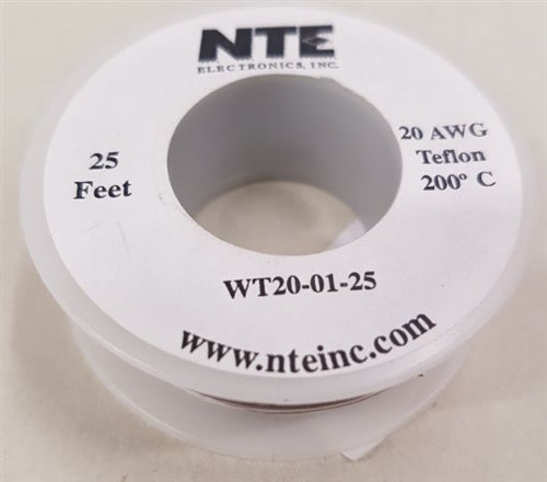 NTE 20AWG Brown Teflon Hookup Wire (25 Feet) WT20-01-25 200C/600V Silver Plated Copper/SPC