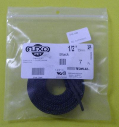 Techflex ZFN0.50BK Black 1/2" Flexo PET Expandable Tubing (7ft)