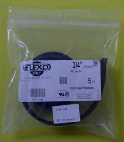 Techflex ZFN0.75BK Black 3/4" Flexo PET Expandable Tubing (5ft)