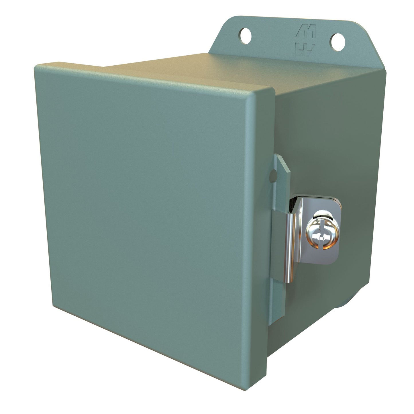 Hammond HJ444HLP N4,12 J Mild Steel Junction Box, Continuous Hinge Door with Clamps - 4" x 4" x 4" - Gray