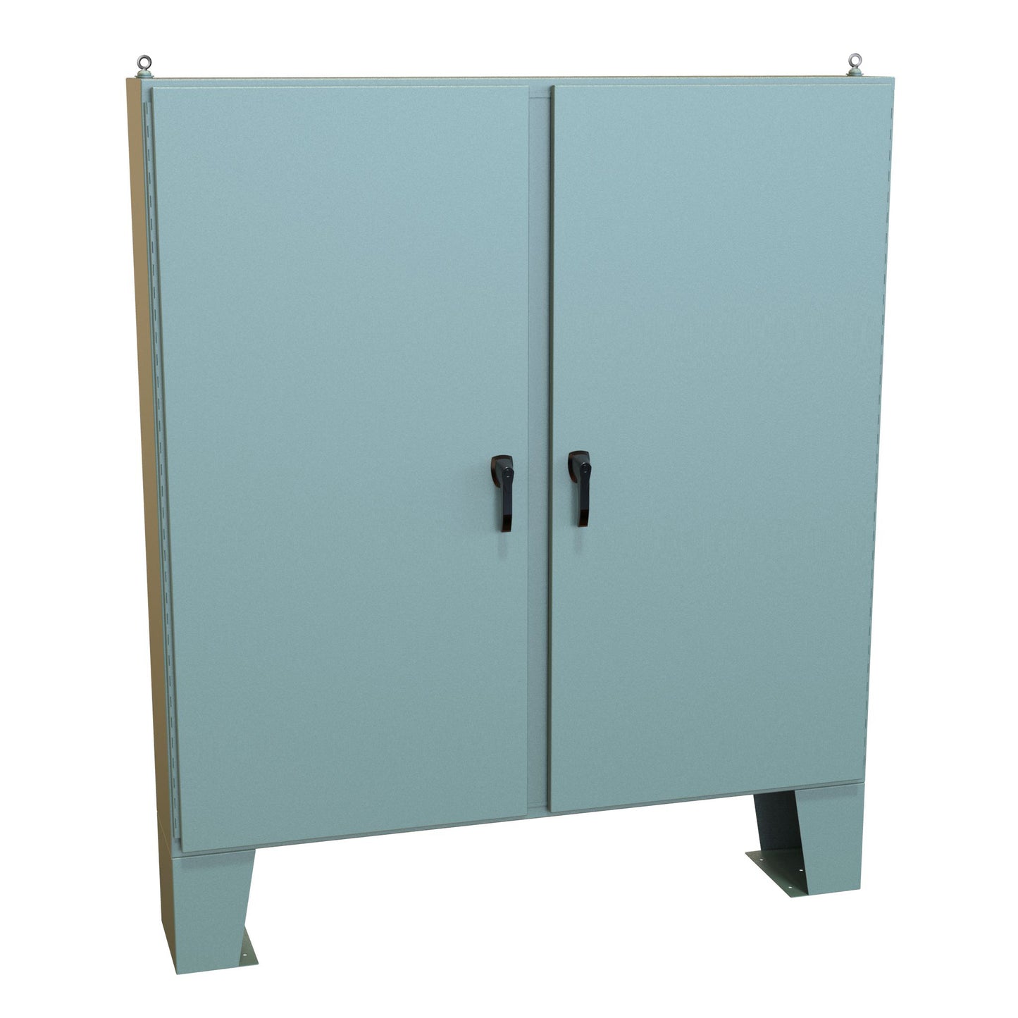 Hammond HN4FM727212 N4 3-Pt Double Door Floormount Enclosure w/Panel - 72" x 72" x 12" - Steel/Gray