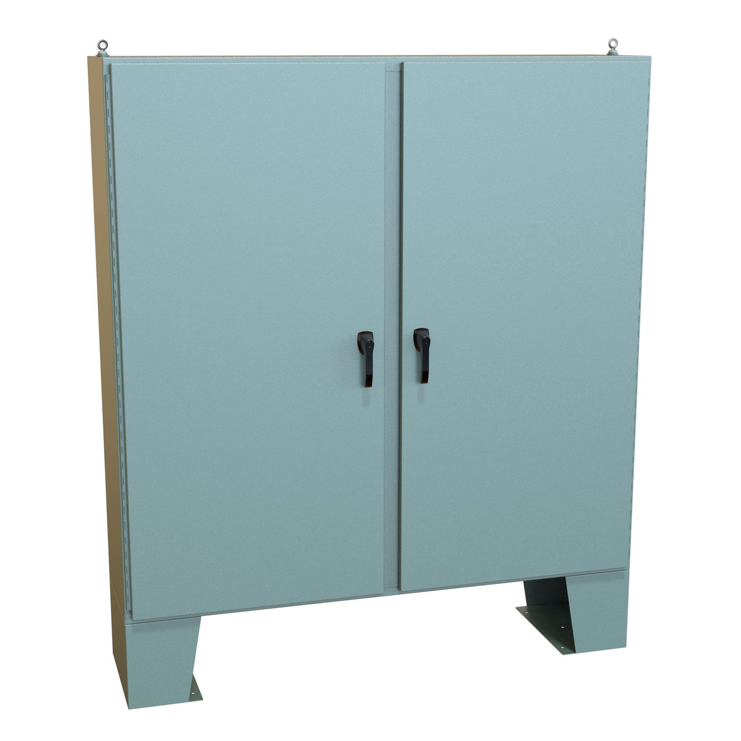 Hammond HN4FM727218 N4 3-Pt Double Door Floormount Enclosure w/Panel - 72" x 72" x 18" - Steel/Gray