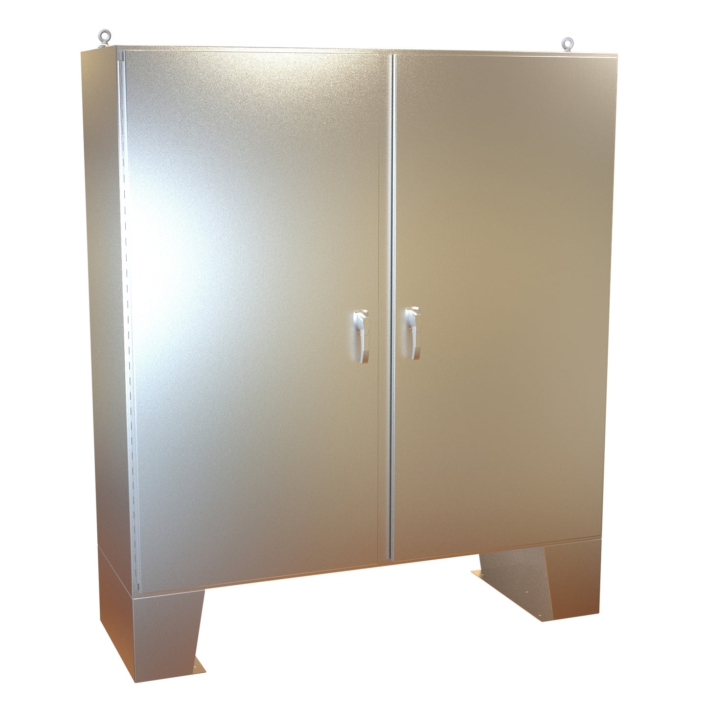 Hammond HN4FM727224S16 N4X 3-Pt Double Door Floormount Enclosure w/Panel - 72" x 72" x 24" - 316 Stainless Steel