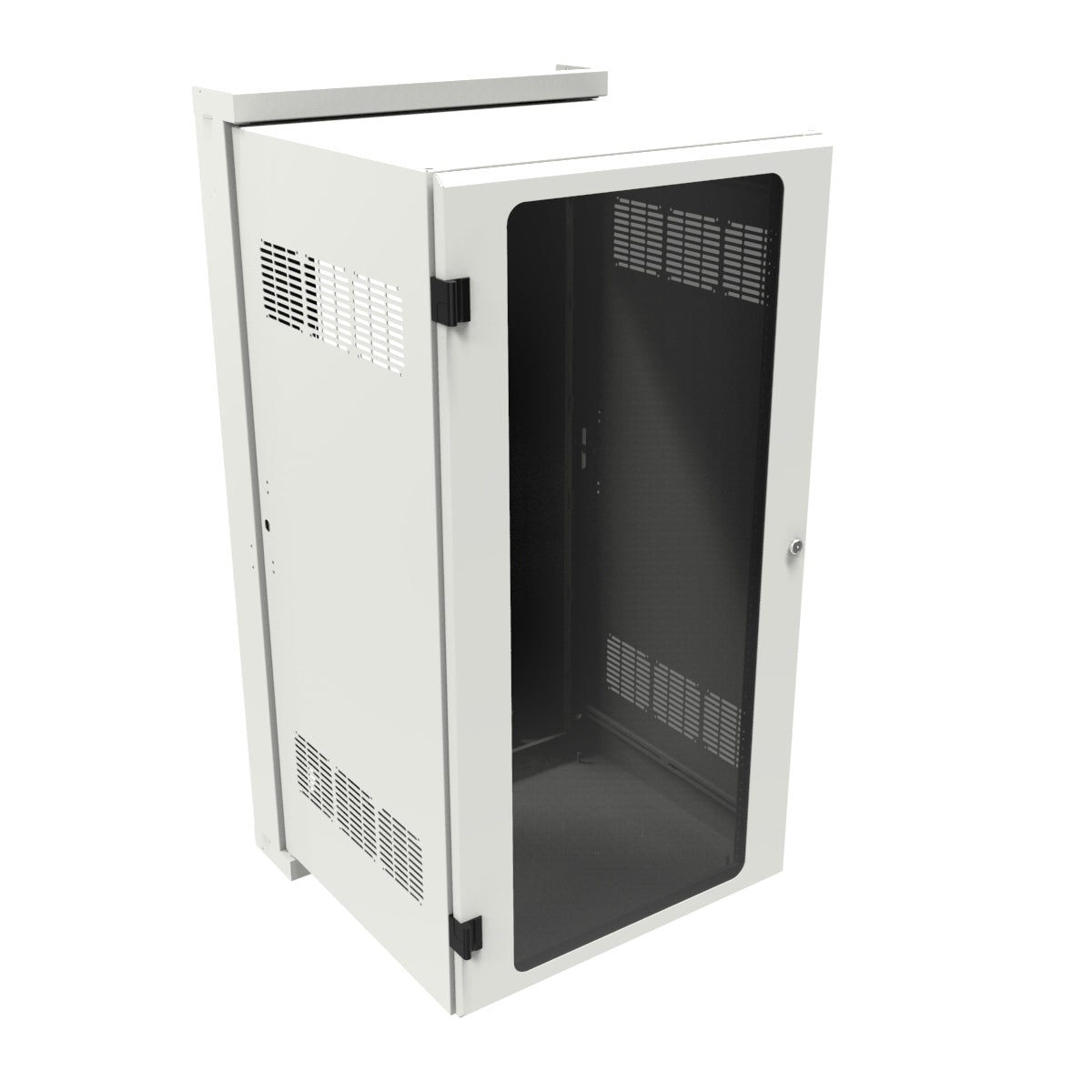 Hammond HWM2424U20WDWH 24U Swing-Out Wall-Mount Rack Cabinet with Window Door, 350 lb Capacity, White, 48.81" H x 24.68" W x 25.17" D.