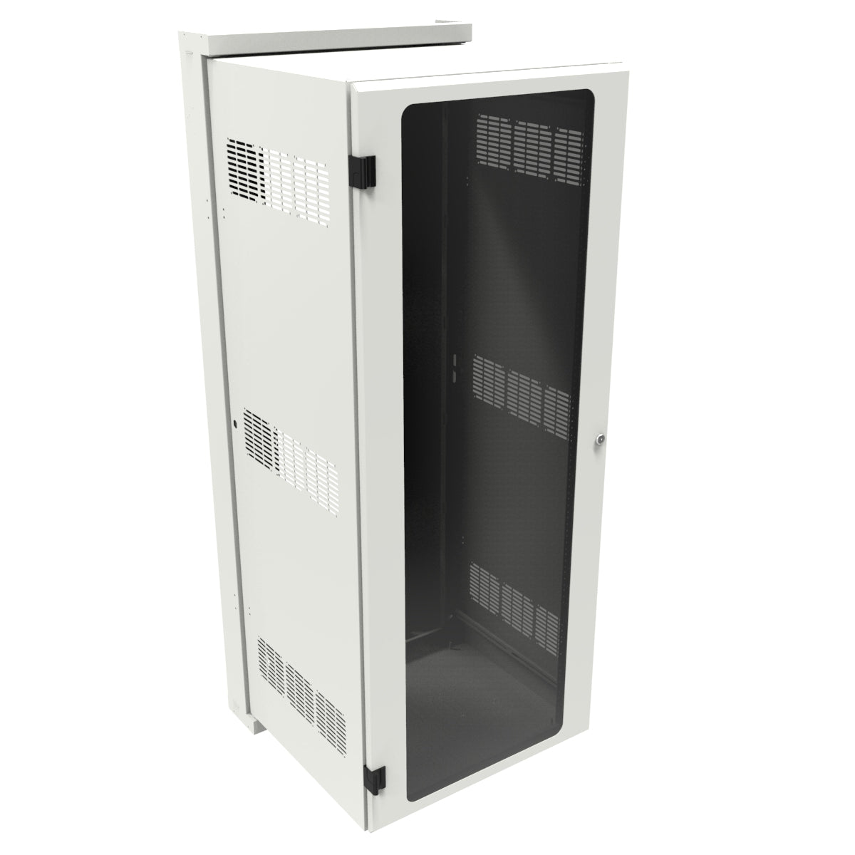 Hammond HWM2432U20WDWH 32U Swing-Out Wall-Mount Rack Cabinet with Window Door, 350 lb Capacity, White, 62.81" H x 24.68" W x 25.17" D.