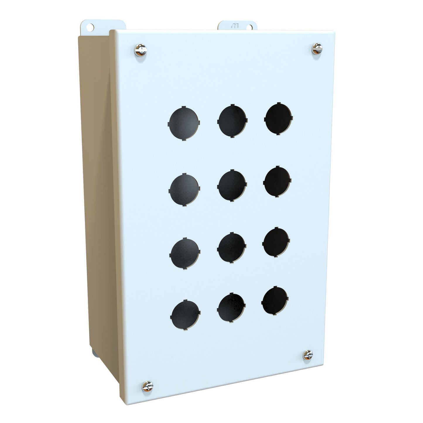 Hammond MPB12LG Pushbutton Enclosure - 12 PB x 22mm - Steel/Light Gray (10.38" x 6.50" x 4.25")