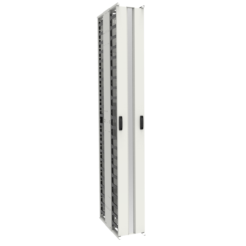 Hammond VFMMD10WH 44U Double-Sided High-Density Vertical Cable Manager with Covers, White, 81.00" H x 10.00" W x 24.50" D.