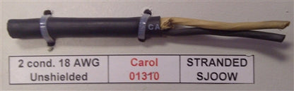 General Cable 18AWG 2 Conductor SJ00W 90C DEG-300V 01310 Carol Brand Premium Grade EPDM Cabtire (76M = Full Roll)