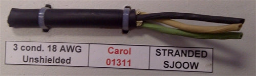 General Cable 18AWG 3 Conductor SJ00W 90C DEG-300V 01311 Carol Brand Premium Grade EPDM Cabtire (76M = Full Roll)
