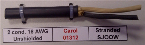 General Cable 16AWG 2 Conductor SJ00W 90C DEG-300V 01312 Carol Brand Premium Grade EPDM Cabtire (76M = Full Roll)