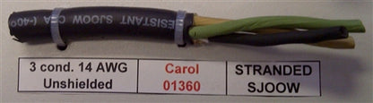 General Cable 14AWG 3 Conductor SJ00W 90C DEG-300V 01360 Carol Brand Premium Grade EPDM Cabtire (76M = Full Roll)