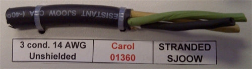 General Cable 14AWG 3 Conductor SJ00W 90C DEG-300V 01360 Carol Brand Premium Grade EPDM Cabtire (76M = Full Roll)