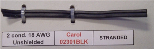 General Cable 18/2 Stranded Unshielded Black PVC FT2 300V 60C 02301BLK Carol Brand SPT-1 Lamp Cord (76M = Full Roll)