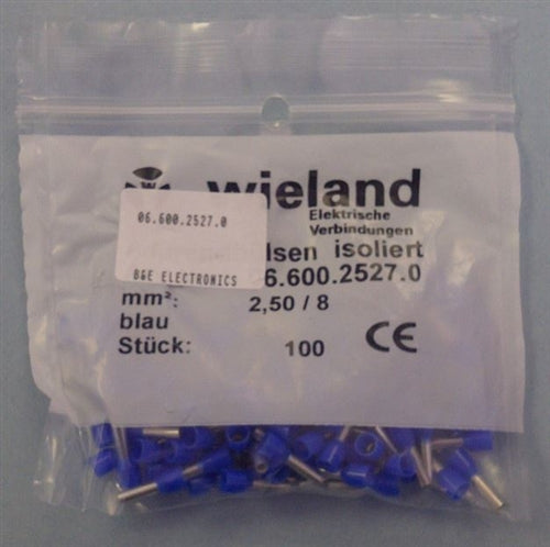 Wieland Ferrule 14AWG 2.5mm Blue (100 Pk) 06.600.2527.0
