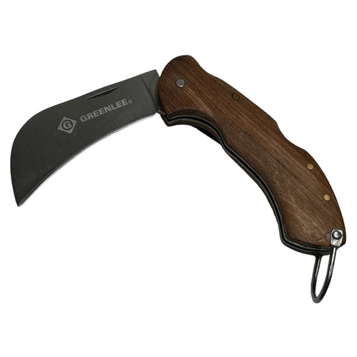 Greenlee 0652-28 Hawkbill Folding Pocket Knife with Stainless Steel Blade, Wood Handle ** No 'Old Timer' Logo **