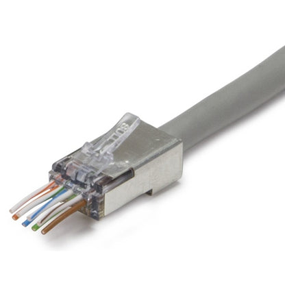 Platinum 105027 EZEX44 Shielded Cat6 Connector, Internal Ground, 100/Pk
