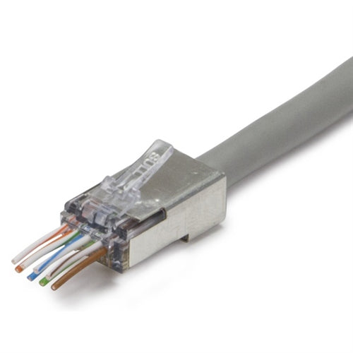 Platinum 105027 EZEX44 Shielded Cat6 Connector, Internal Ground, 100/Pk