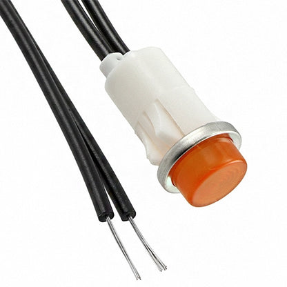 VCC 1050C3 Amber Neon 125V Panel Mount Indicator Lamp, Hi-Hat, .500" Hole Diameter, Wire Leads, 105VAC to 125VAC