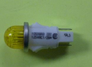 VCC 1050QA3 Amber Neon 125V Panel Mount Indicator Lamp, Hi-Dome, .500" Hole Diameter, Tab Terminals, 105VAC to 125VAC