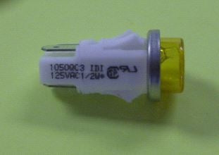 VCC 1050QC3 Amber Neon 125V Panel Mount Indicator Lamp, Hi-Hat, .500" Hole Diameter, Tab Terminals, 105VAC to 125VAC