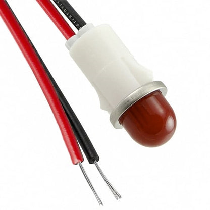 VCC 1051A1 Red Neon 250V Panel Mount Indicator Lamp, Hi-Dome, .500" Hole Diameter, Wire Leads, 208VAC to 250VAC