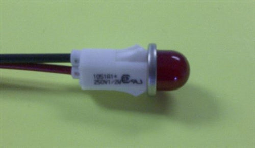 VCC 1051A1 Red Neon 250V Panel Mount Indicator Lamp, Hi-Dome, .500" Hole Diameter, Wire Leads, 208VAC to 250VAC