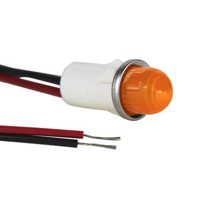 VCC 1051A3 Amber Neon 250V Panel Mount Indicator Lamp, Hi-Dome, .500" Hold Diameter, Wire Leads, 208VAC to 250VAC