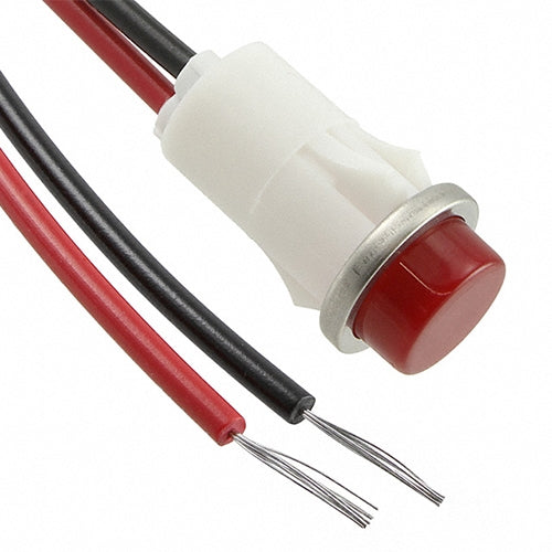 VCC 1051C1 Red Neon 250V Panel Mount Indicator Light, Hi-Hat, .500" Hole Diameter, Wire Leads