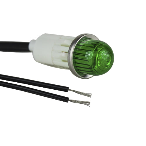 VCC 1052A5 Green Neon 125V Panel Mount Indicator Lamp, Hi-Dome, .500" Hold Diameter, Wire Leads