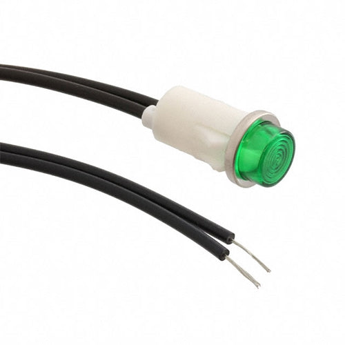 VCC 1052C5 Green Neon 125V Panel Mount Indicator Lamp, Hi-Hat, .500" Hold Diameter, Wire Leads, 105VAC to 125VAC