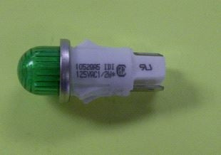 VCC 1052QA5 Green Neon 125V Panel Mount Indicator Lamp, Hi-Dome, .500" Hole Diameter, Tab Terminals, 105VAC to 125VAC