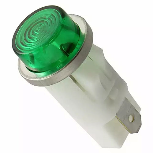 VCC 1052QC5 Green Neon 125V Panel Mount Indicator Lamp, Hi-Hat, .500" Hole Diameter, Tab Terminals, 105VAC to 125VAC